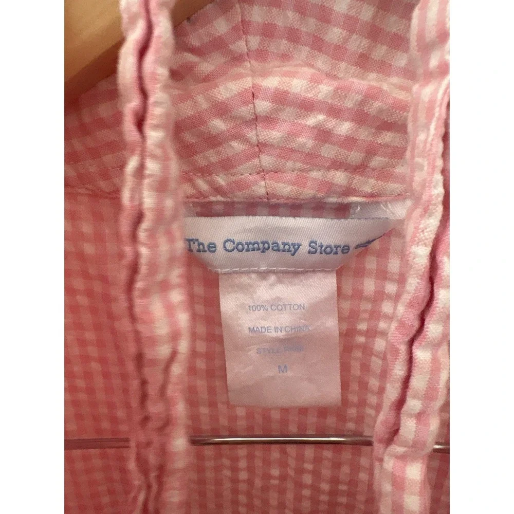 The Company Store‎ Pink Gingham Seersucker Cotton Robe Shawl Collar Medium
